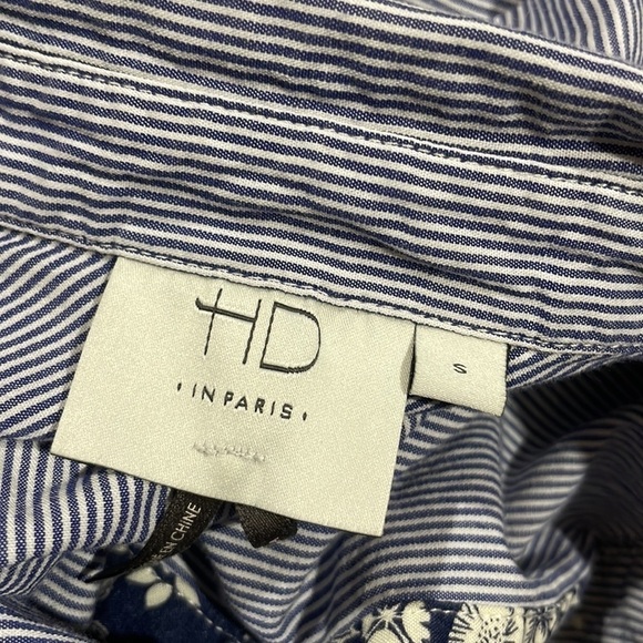 Anthropologie HD in Paris Striped Floral Pocket Detail Button Front Top - Picture 3 of 10